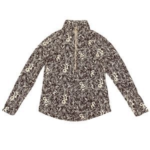 Lilly Pulitzer  XS  1/4 Zip Pullover Top Long Sleeve Black White Coala Outdoor